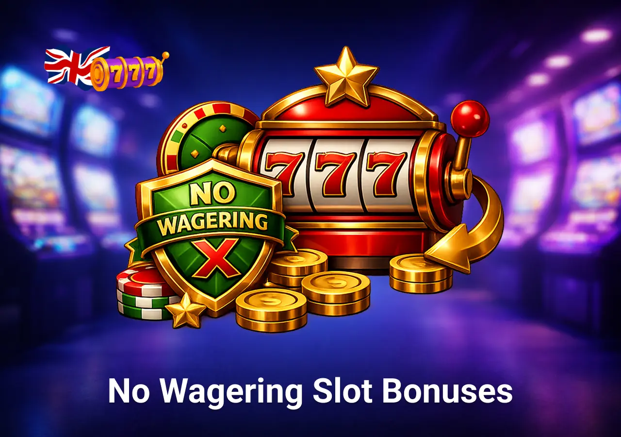 No wagering slot bonuses in the UK with instant withdrawals and no playthrough requirements